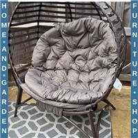 Garden Egg Chair with Cushion Steel Frame and Side Pocket Brown Patio Seating