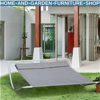 Double Hammock Sun Lounger Outdoor Grey Patio Day Bed for Garden Relaxation