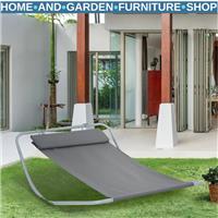 Double Rocking Bed Hammock Outdoor Garden Sun Lounger for Relaxation Grey