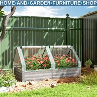 Raised Garden Bed with Cover and Greenhouse for Herbs and Vegetables 185x95x92cm