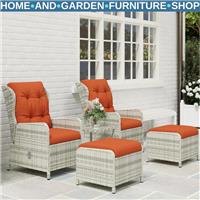 5-Piece Rattan Bistro Set Balcony Furniture with Chairs & Glass Top Table Orange