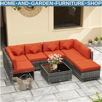 8 Piece PE Rattan Corner Sofa Set with Cushions Garden Patio Furniture Washable