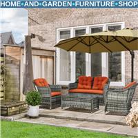 Four Pcs Rattan Sofa Set with Glass Top Table Garden Outdoor Patio Furniture Set
