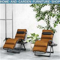 Zero Gravity Chairs Set of 2 Folding Reclining Garden Loungers with Cushions