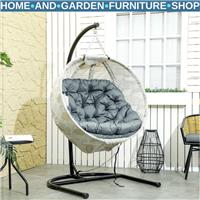 Hanging Egg Chair Outdoor Indoor Garden Swing Chair with Folding Basket & Stand