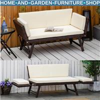 2 Seater Rattan Convertible Sofa Daybed Outdoor Garden Patio Seating Furniture