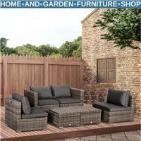 6 Seater Rattan Outdoor Garden Furniture Set with Sofa & Coffee Table for Patio