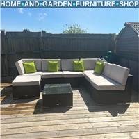 8 Piece Rattan Garden Sofa Set Outdoor Lounge Furniture with Table and Cushions
