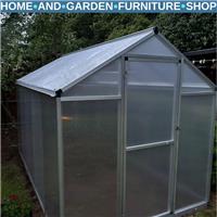 6 x 8ft Polycarbonate Greenhouse with Rain Gutter Walk-In Greenhouse and Window