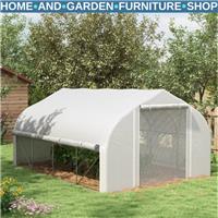Walk-In Polytunnel Greenhouse 4 x 3m with Sidewalls Mesh Door and 8 Windows Tent