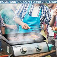 Portable Gas BBQ Plancha Grill w/ 2 Burners 6kW Tabletop Griddle Stainless Steel