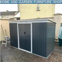 9x6 ft Metal Garden Shed Outdoor Storage Hut with Tilted Roof & Ventilation Grey