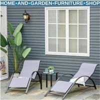 3 Piece Garden Recliner Sun Lounger Set with Table for Outdoor Patio Sunbathing