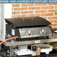 Portable Tabletop Gas Grill with 2 Burner 10kW Non-stick Griddle for BBQ Camping