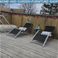 3 Piece Rattan Garden Lounger Set with Table Patio Sunbathing Recliner Chairs