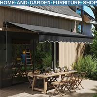 Awning Retractable Sun Shelter Canopy with Remote Control & Electric Dark Grey