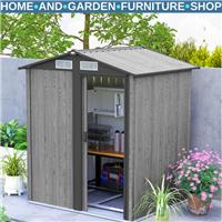 Garden Storage Shed Tool Organization Cabinet w/ Sliding Doors & Windows Grey