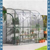 Walk-In Lean To Greenhouse PVC Cover with Accessories & Two Zipper Doors Green