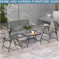 Patio Garden Furniture Set Glass Side Table Chairs Set Loveseat Sofa Foldable UK