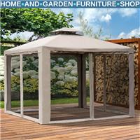 Metal Garden Gazebo Outdoor 2-Tier Roof Marquee Party Tent Taup Shelter 3 x 3 m