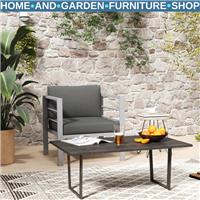 Garden Sofa Single-Seater Aluminium Frame with Removable Cushions Charcoal Grey