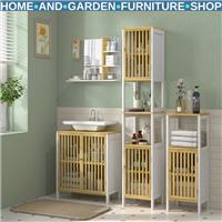 Under Sink Cabinet Relaxed Look Adjustable Shelf W/ Bamboo Blend Natural/White