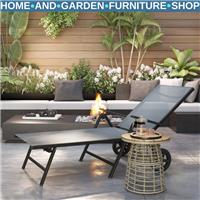 Sun Lounger Recliner Garden Folding Chair Adjustable 5 Position Backrest Grey