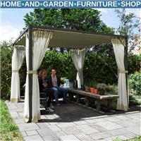 Outdoor Pergola with Retractable Roof 3m Strong Metal Frame Garden Canopy Shade