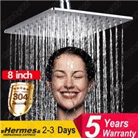 Modern Chrome 8inch Square Bath Shower Head Waterfall Rainfall Overhead Kit