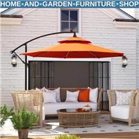 Cantilever Parasol Garden Umbrella Large Sun Shade with Solar Powered LED Lights