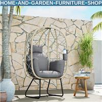 Rattan Egg Chair with Cushion and Headrest Outdoor Patio Seat Conservatory Grey