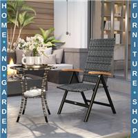 Outdoor Folding Rattan Chair with Armrests Garden Camping Chair Foldable Grey