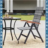 Grey Outdoor Folding Rattan Chair with Armrests Garden Camping Chair Foldable