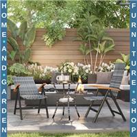 Outdoor Foldable Dining Chairs Set Two Pieces With Armrests High Backrest Grey