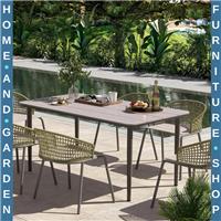 Garden Dining Table Outdoor Table For Six People Rust Resistant Metal Frame Grey