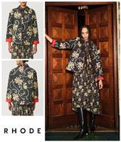 Rhode Wesley Jacket Coat Size S Quilted Cotton - Black Mosiac Blossom Grande