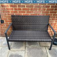 Garden Bench 2 Seater Rattan Loveseat Mixed Brown Patio Benches Metal Frame HGFS