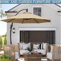 3m Cantilever Parasol Overhanging Patio Umbrella with Crank Handle Garden Shade
