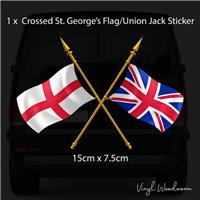 England St. George/Union Jack Crossed Flag Sticker Car Motorhome Van Bike Truck