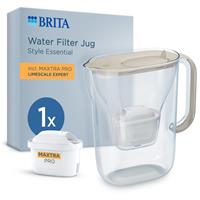 BRITA Water Filter Jug Style Essential 2.4L Sand 1x MAXTRA PRO Limescale Expert