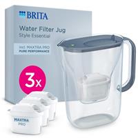 BRITA Water Filter Jug Style Essential 2.4L Blue 3x MAXTRA PRO Pure Performance