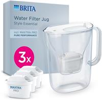 BRITA Style Essential 2.4L Water Filter Jug White Inc x3 Maxtra Pro Cartridges