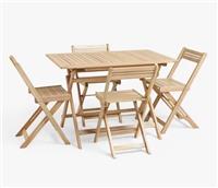 John Lewis Foldable Wooden Garden Dining Table & Chairs Set (Discoloured) B+