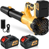 2000W 21V Cordless Electric Leaf Blower Brushless 6 Speed with 2 Battery&Charger