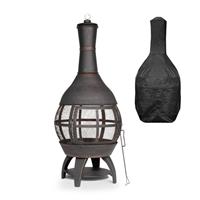 Deluxe Chiminea/Fire Pit, 360, with Cover - Antique Bronze Finish