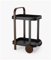 Umbra Bellwood Bar & Storage Cart Side Table with 2 Levels - Black/Walnut A