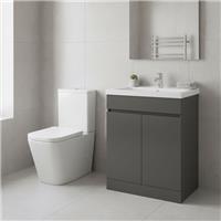 Bathroom Vanity Basin Toilet Close Coupled WC Square Suite Grey 500mm Set
