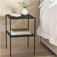 The White Company Marton Black Iron Metal Bedside Side Table Handcrafted