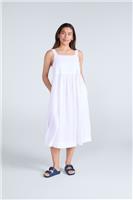 Animal Women's Linen Midi Dress with Pockets Lightweight Strappy Outfit - 6-8 Regular