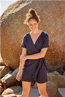 Animal Women's Linen Wrap Playsuit Lightweight V-Neck Tie Waist Outfit - 6-8 Regular